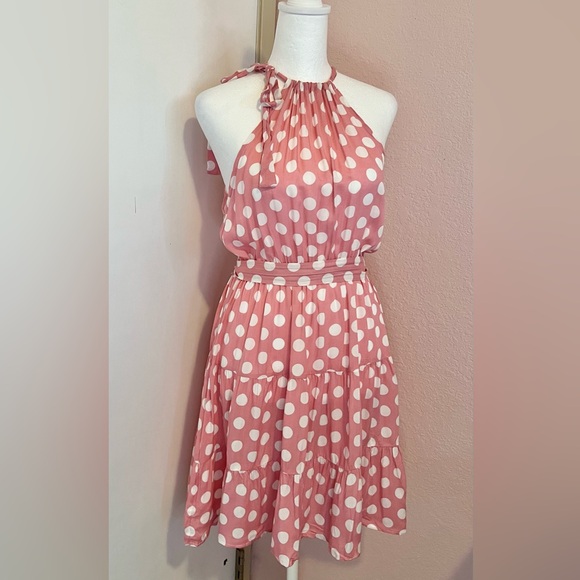 SHEIN VCAY Polka Dot Tie Back Ruffle Hem Belted Dress - Picture 12 of 15